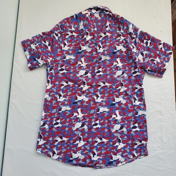 Topman Shirt Cranes All Over Graphic Colorful Button Up Shirt Men's Small - Picture 6 of 12